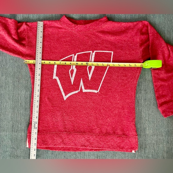 Wisconsin "Terry Cloth" Mock Neck Sweatshirt Size Small - Picture 9 of 13